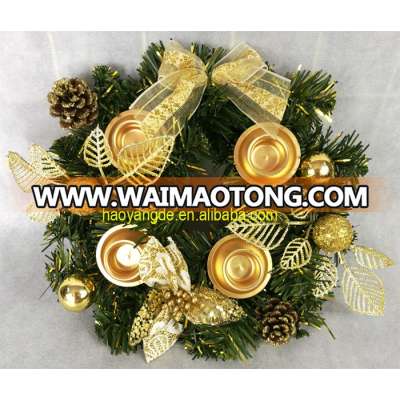 Wholesale Artificial PVC Christmas Wreath Candle Holders