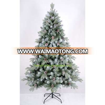 PE PVC Pine Cone mixed artificial Frosty Christmas Tree Snowing Xmas Trees