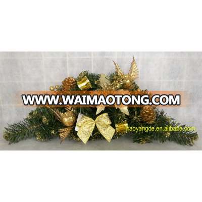 PVC decorated artificial Christmas Swag with fruit and poinsettia