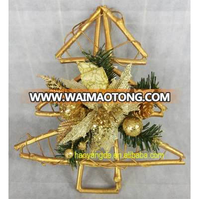 Artificial decorative natural Rattan Tree with fruit and poinsettia