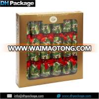 LUXURY 6 PACK PRINTED CHRISTMAS GIFT CRACKERS IN RETAIL PVC WINDOW BOX